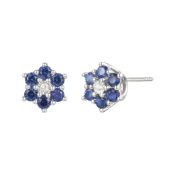 Sapphire & 1/10 Ct. Tw. Diamond Earrings, Ring, And Pendant In 10K White Gold