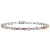 Sapphire & Diamond Bracelet In 14K White Gold