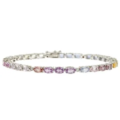 Sapphire & Diamond Bracelet In 14K White Gold