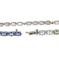 Sapphire & Diamond Bracelet In 14K White Gold