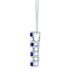 Sapphire & Diamond Cross Pendant In 10K White Gold