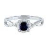 Sapphire & Diamond Promise Ring In 10K White Gold