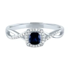 Sapphire & Diamond Promise Ring In 10K White Gold