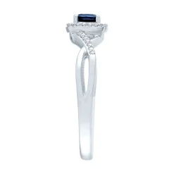 Sapphire & Diamond Promise Ring In 10K White Gold