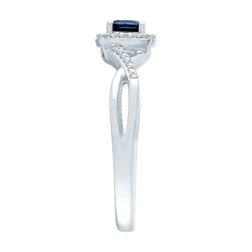 Sapphire & Diamond Promise Ring In 10K White Gold