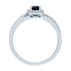 Sapphire & Diamond Promise Ring In 10K White Gold