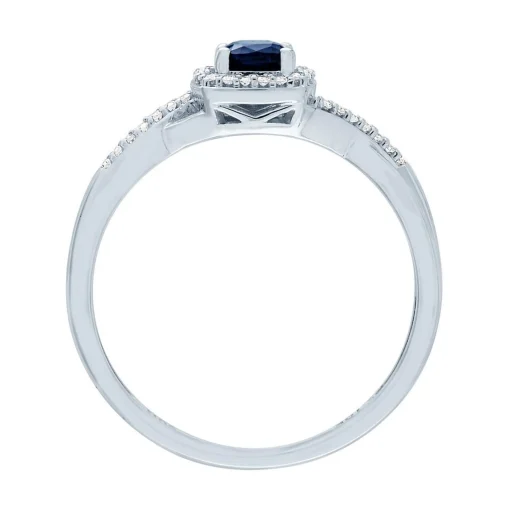 Sapphire & Diamond Promise Ring In 10K White Gold
