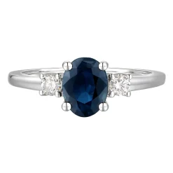 Sapphire & Diamond Ring In 14K White Gold (1/5 Ct. Tw.)