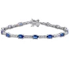 Sapphire Bracelet With Blue & White Lab Created Sapphires In Sterling Silver
