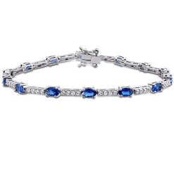 Sapphire Bracelet With Blue & White Lab Created Sapphires In Sterling Silver