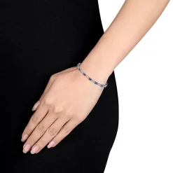 Sapphire Bracelet With Blue & White Lab Created Sapphires In Sterling Silver