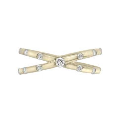 Scattered Diamond X Ring In 10K Yellow Gold (1/5 Ct. Tw.)