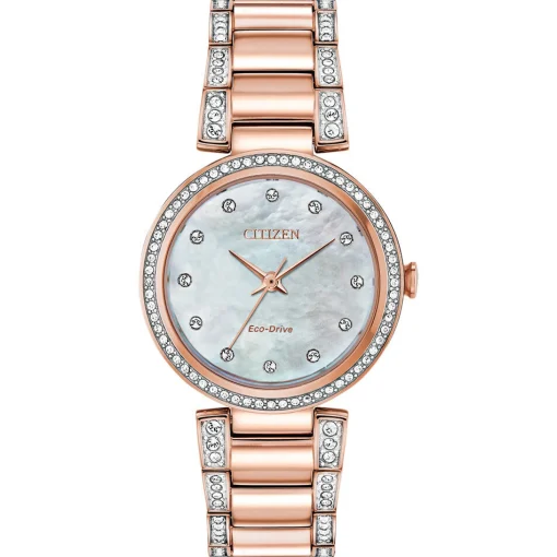 Silhouette Crystal Women's Watch In Rose Gold Tone Ion-Plated Stainless Steel, 28Mm