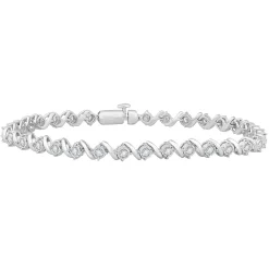 S-Link Tennis Bracelet With Diamond Illusion Settings In 10K White Gold (1 Ct. Tw.)