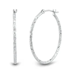 Small Hoop Earrings With Diamond-Cut In 10K Gold