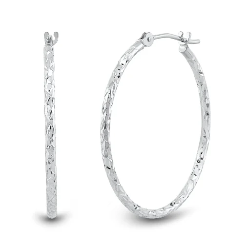 Small Hoop Earrings With Diamond-Cut In 10K Gold