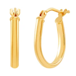 Small Oval Hoop Earrings In 14K Yellow Gold
