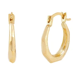 Small Textured Hoop Earrings In 14K Yellow Gold