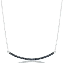 Smile Necklace With Black Diamonds In Sterling Silver (3/8 Ct. Tw.)