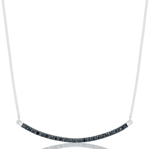 Smile Necklace With Black Diamonds In Sterling Silver (3/8 Ct. Tw.)