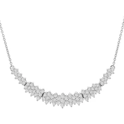 Smile Necklace With Diamond Clusters In 10K White Gold (1 Ct. Tw.)