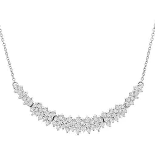 Smile Necklace With Diamond Clusters In 10K White Gold (1 Ct. Tw.)