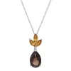 Smoky Quartz Pendant With Citrine & Diamond Accent In Sterling Silver