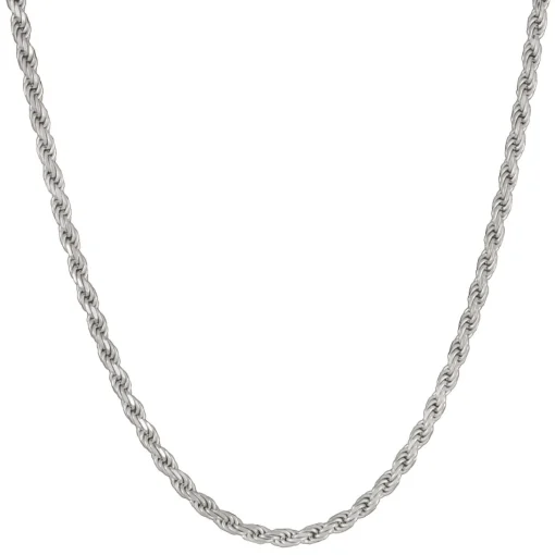 Solid Rope Chain Necklace In Sterling Silver, 22"