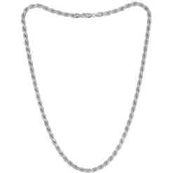 Solid Rope Chain Necklace In Sterling Silver, 22