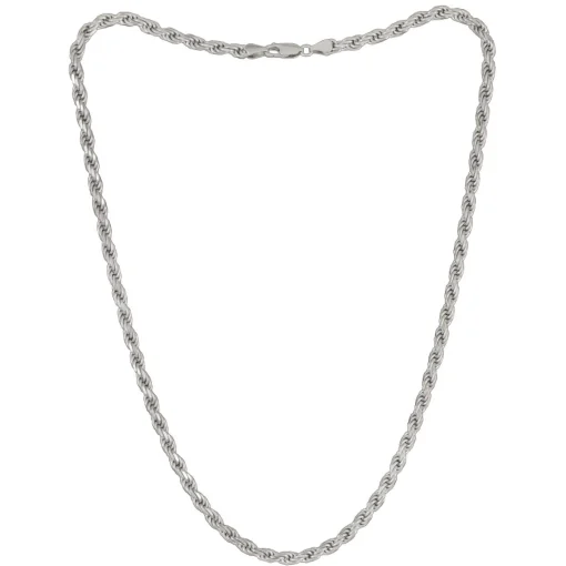 Solid Rope Chain Necklace In Sterling Silver, 22"