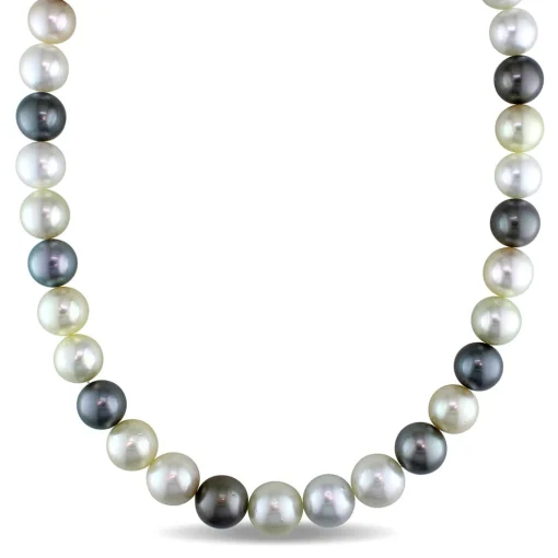 South Sea & Tahitian Pearl Necklace In 14K Yellow Gold