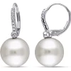 South Sea Pearl & 1/8 Ct. Tw. Diamond Drop Earrings In 14K White Gold
