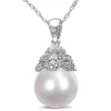South Sea Pearl & Diamond Necklace In 14K White Gold