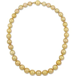 South Sea Pearl And Diamond Necklace In 14K Yellow Gold