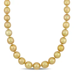 South Sea Pearl And Diamond Necklace In 14K Yellow Gold