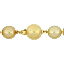 South Sea Pearl And Diamond Necklace In 14K Yellow Gold