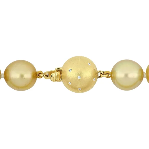South Sea Pearl And Diamond Necklace In 14K Yellow Gold