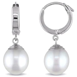 South Sea Pearl Drop Earrings In 14K White Gold