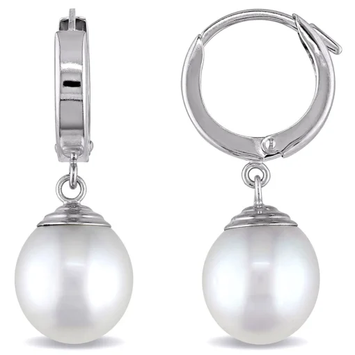 South Sea Pearl Drop Earrings In 14K White Gold