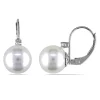 South Sea Pearl Earrings With Diamonds In 14K White Gold (1/10 Ct. Tw.)