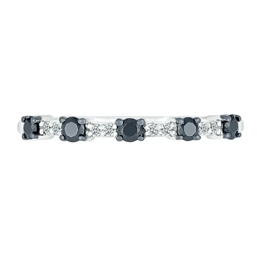 Stacking Ring With Black & White Diamonds In 10K White Gold (1/4Ctw)