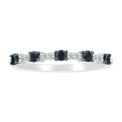 Stacking Ring With Black & White Diamonds In 10K White Gold (1/4Ctw)