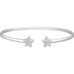 Star Cuff Bracelet With Diamond Accents In Sterling Silver