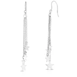 Star Dangle Earrings In Sterling Silver