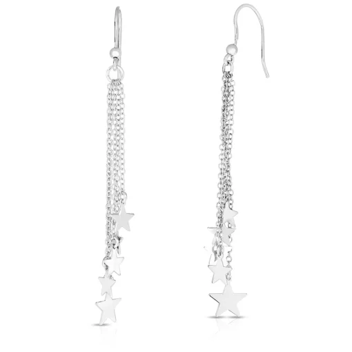 Star Dangle Earrings In Sterling Silver