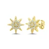 Starburst Earrings With Diamond Accents In 10K Yellow Gold