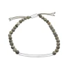 Sterling Silver Bar And Picasso Jasper Bead Bracelet With Adjustable Cord, 8.5"