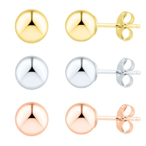 Stud Earrings Set In 14K Gold