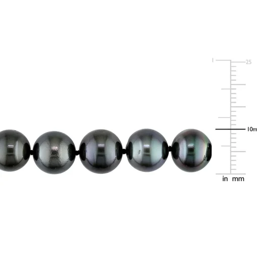 Tahitian Black Pearl Necklace In 14K White Gold, 8-10Mm, 18"