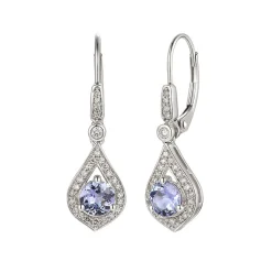 Tanzanite & 1/5 Ct. Tw. Diamond Drop Earrings In 10K White Gold